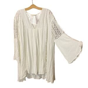 Southern Fried Chics Peasant White Lace bell Sleeve Women's dress plus size XXL